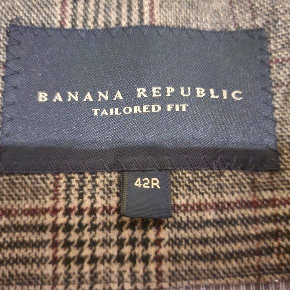 NWOT Banana Republic Men's Sport Coat Brown Plaid 42R Italian Fabric TailoredFit - Picture 2 of 10